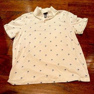 Men’s H&M XL cream 2-button collared short sleeve 100% cotton polo